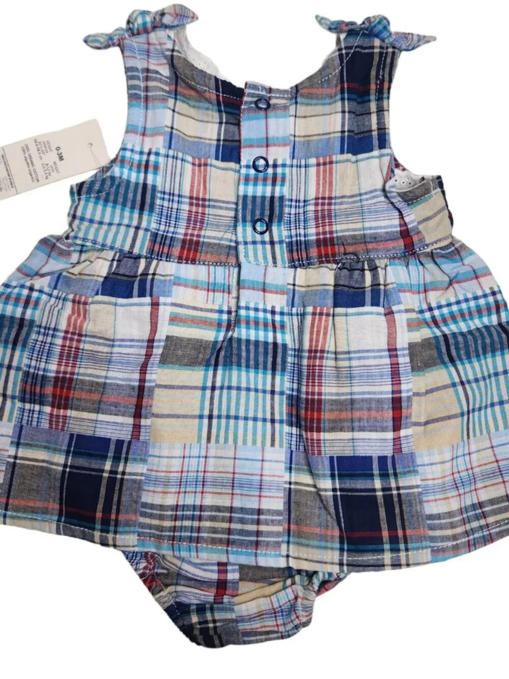 Infant Girls Sz 0-3 Months Faded Glory Blue Patchwork Bubble Shirt & Bloomer